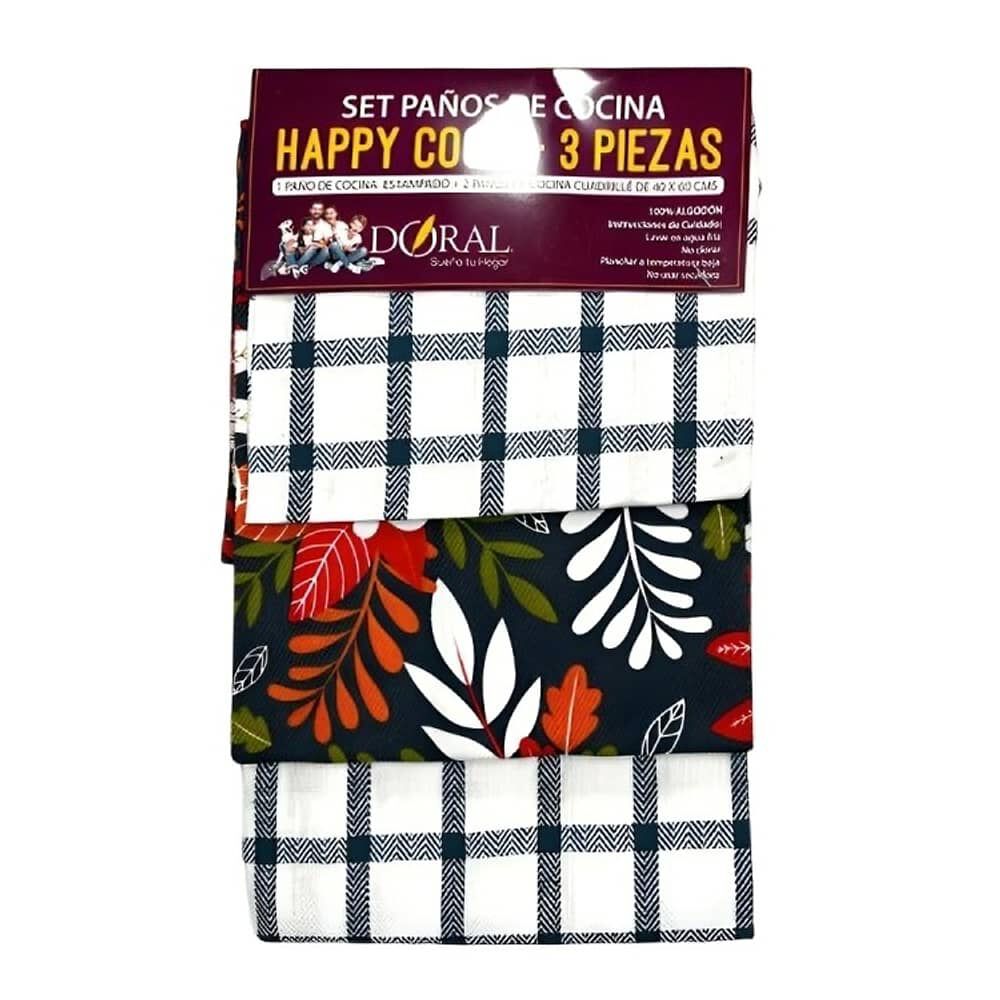 Set 3 Pa&ntilde;os De Cocina Happy Cook Azul image number 0.0