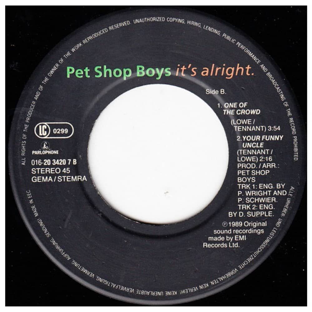 Pet Shop Boys - It's Alright | 7'' Single Vinilo Usado image number 3.0