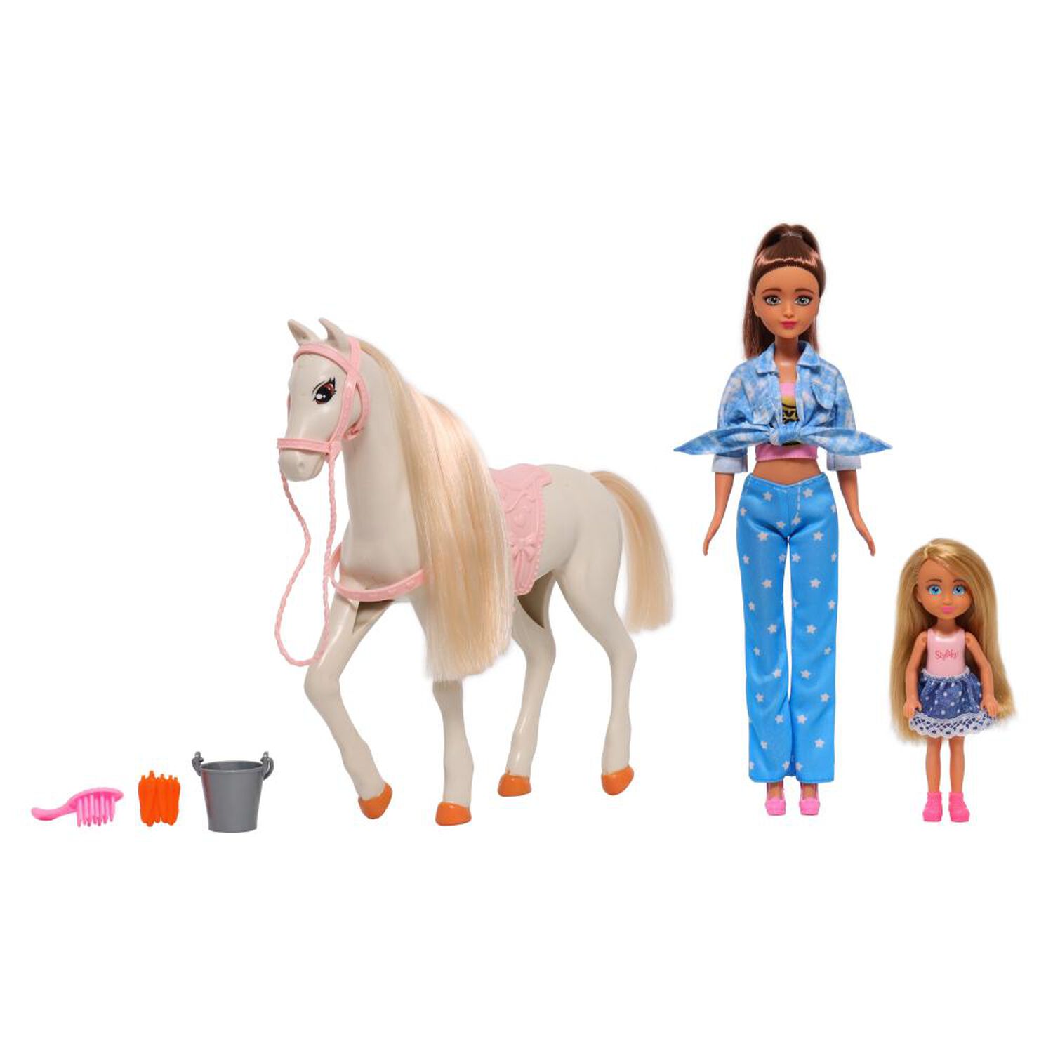 Mu&ntilde;eca Fashion 31 Cm Y Mu&ntilde;eca Beb&eacute; Con Set De Caballo Happyline image number 2.0