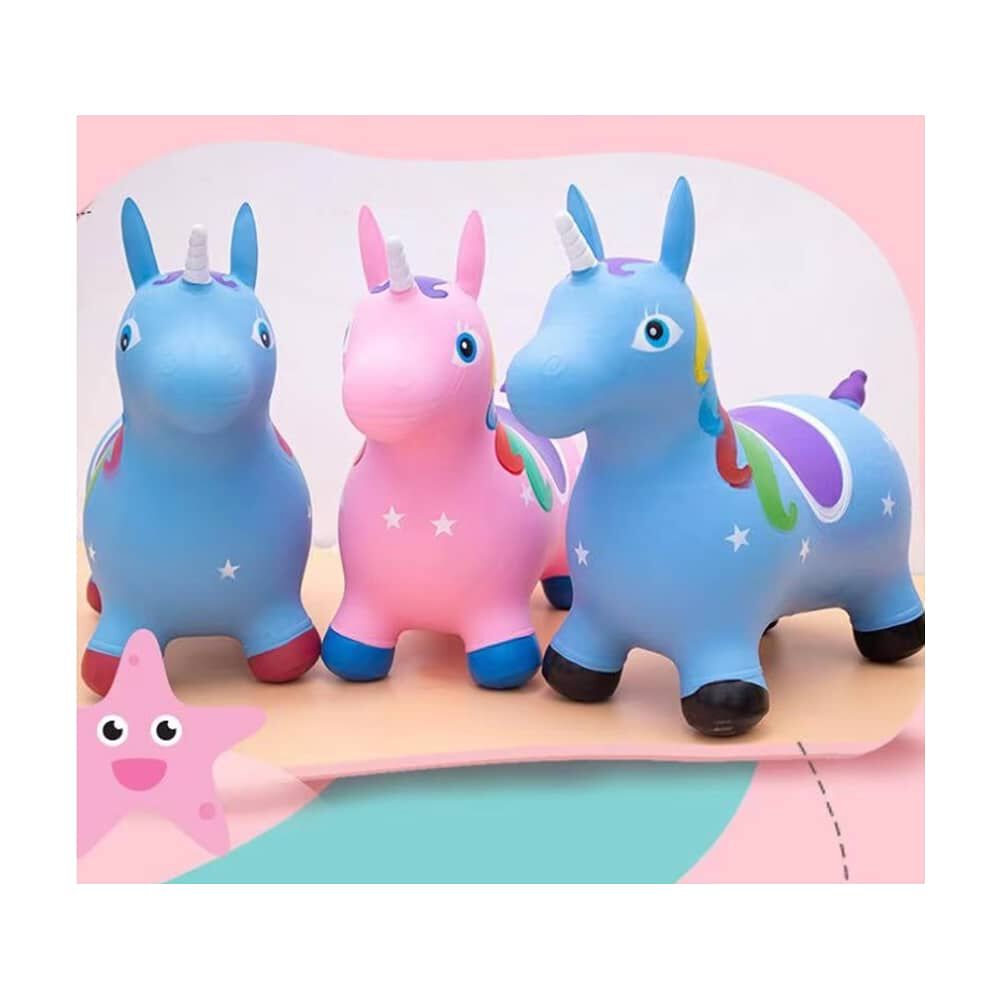 Unicornio Saltar&iacute;n Inflable Con Sonido Celeste image number 7.0