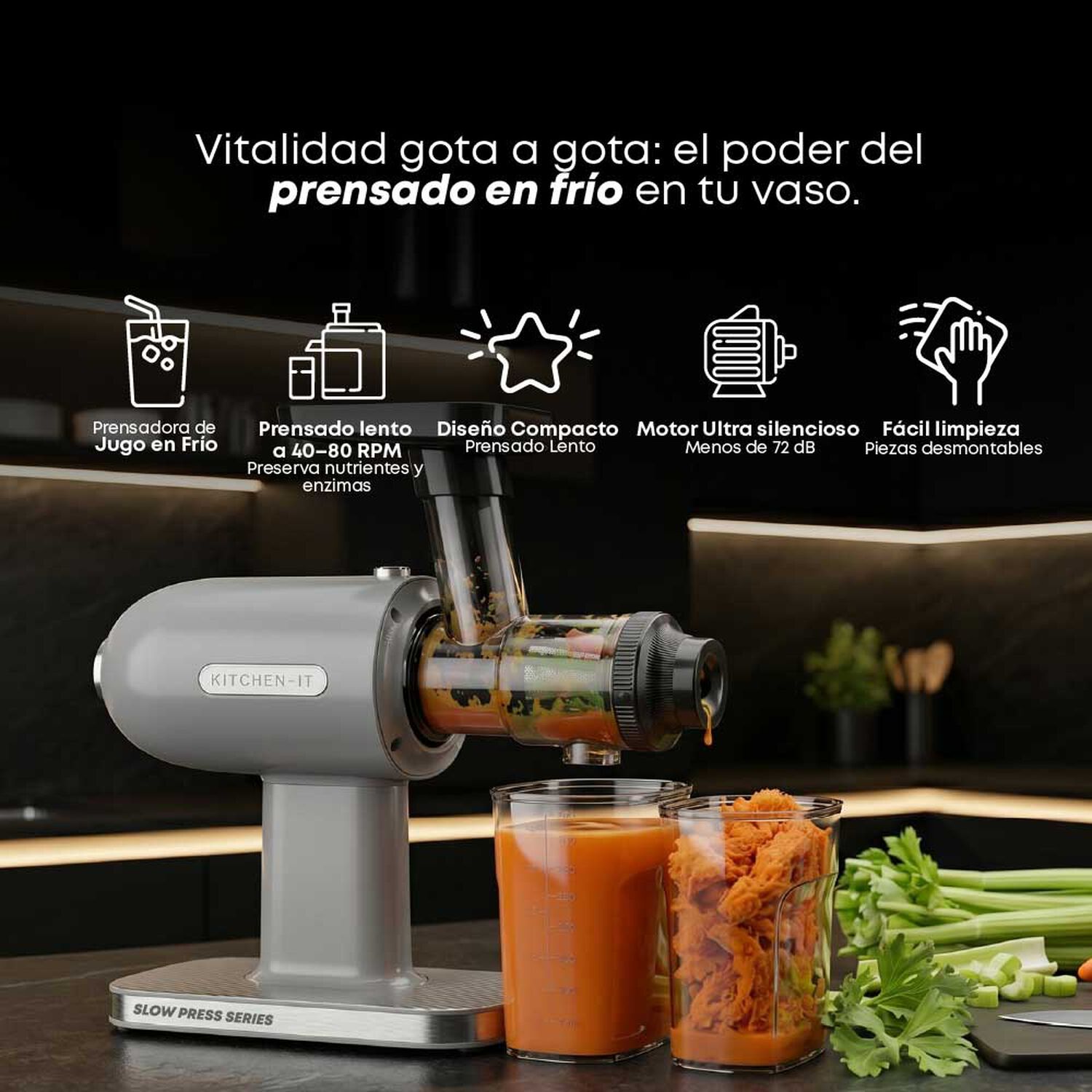 Prensadora De Jugo En Fr&iacute;o Slow Press Compact 160w image number 4.0