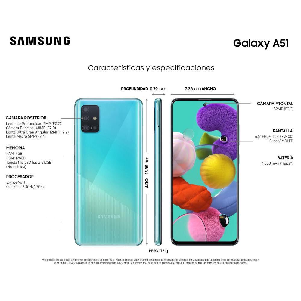Smartphone Samsung Galaxy A51 Azul / 128 Gb / Liberado image number 7.0
