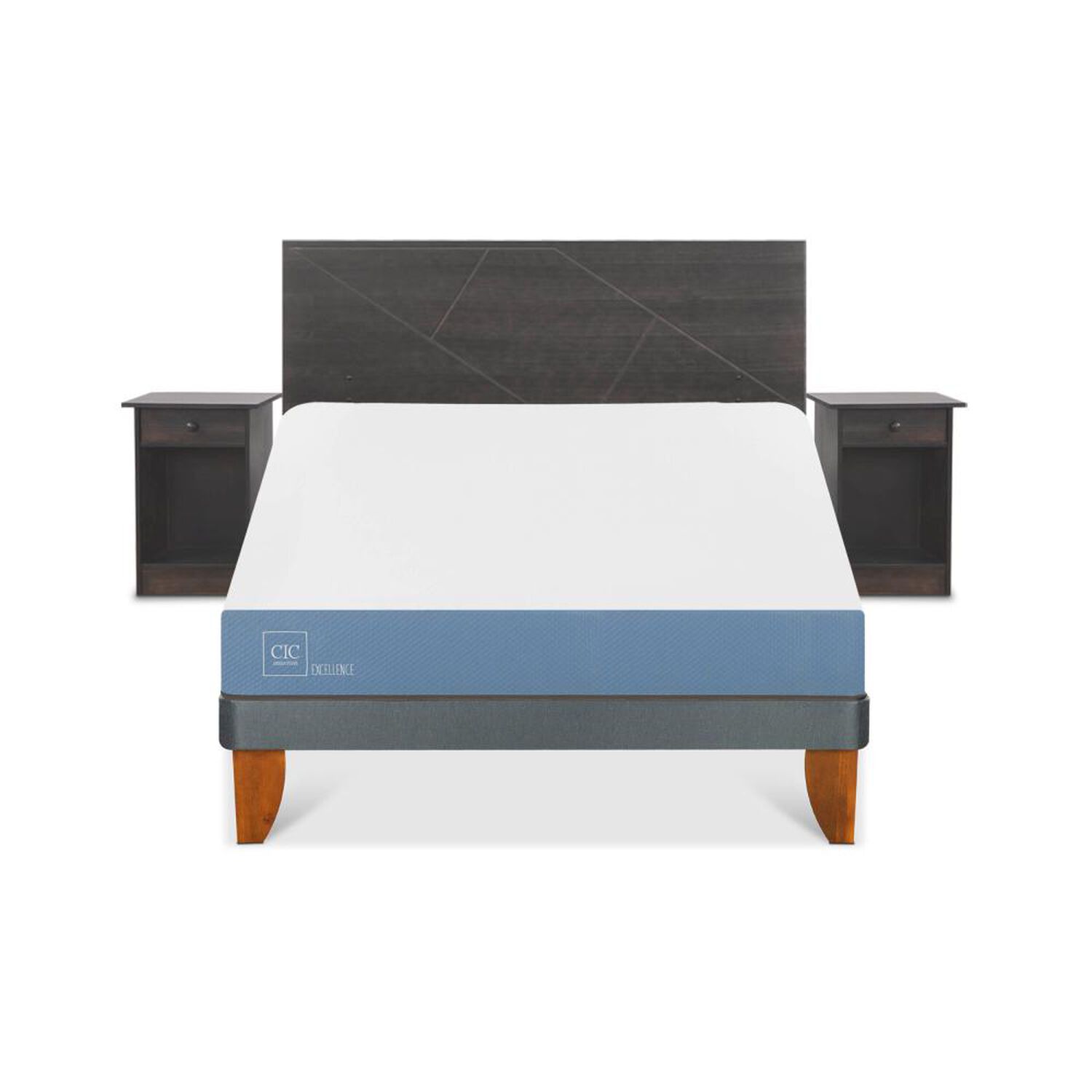 Cama Europea Cic Excellence / 2 Plazas / Base Normal + Set De Maderas image number 0.0