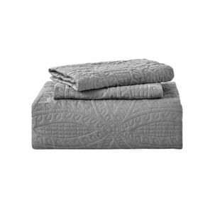 Cubrecama Quilt Reversible Queen 228x228 Cm Más Fundas Almohada Gris