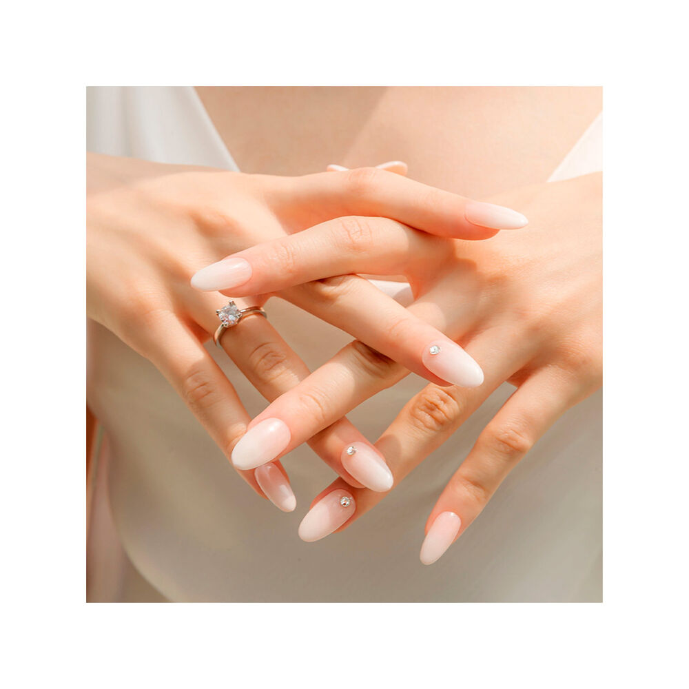 Muzmak - Uñas Press On White Shimmer Almond 36 U. image number 2.0