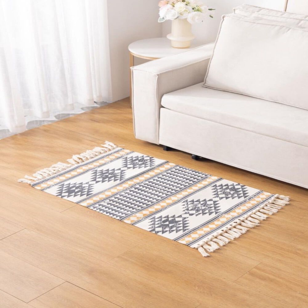 Set 2 Alfombras De Lino 60x90 Cm Para Bajada De Cama 4n07 image number 2.0