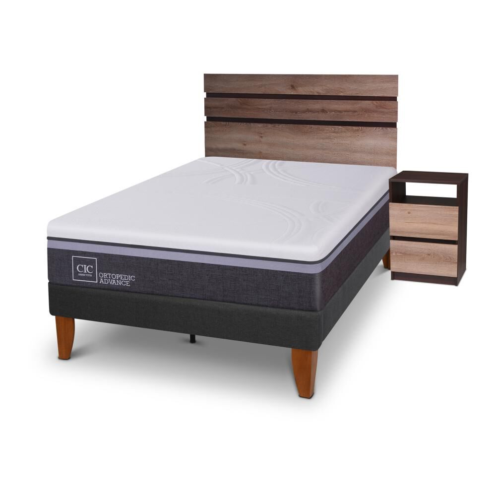 Cama Europea Cic Ortopedic Advance / 1.5 Plazas / Base Normal + Set De Maderas image number 1.0