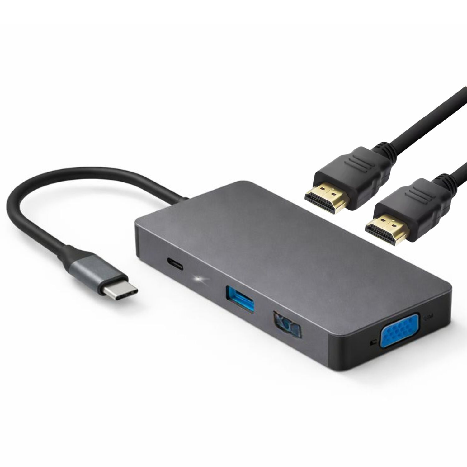 Hub Adaptador Type-c (5en1) 4k Hdmi X2/ Vga/ Type-c/ Usb 3.0 image number 3.0
