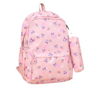 LINE Mochila Kuromi Bolso Escolar Juvenil Sanrio Estilo Kawaii Pink