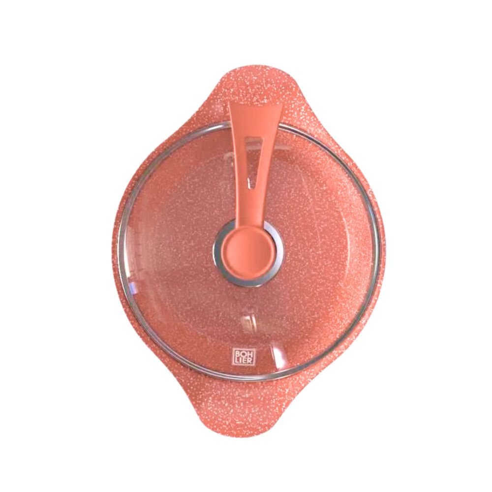 Guisera 24cm De Aluminio Fundido Bohlier Rosa Tapa De Vidrio image number 2.0