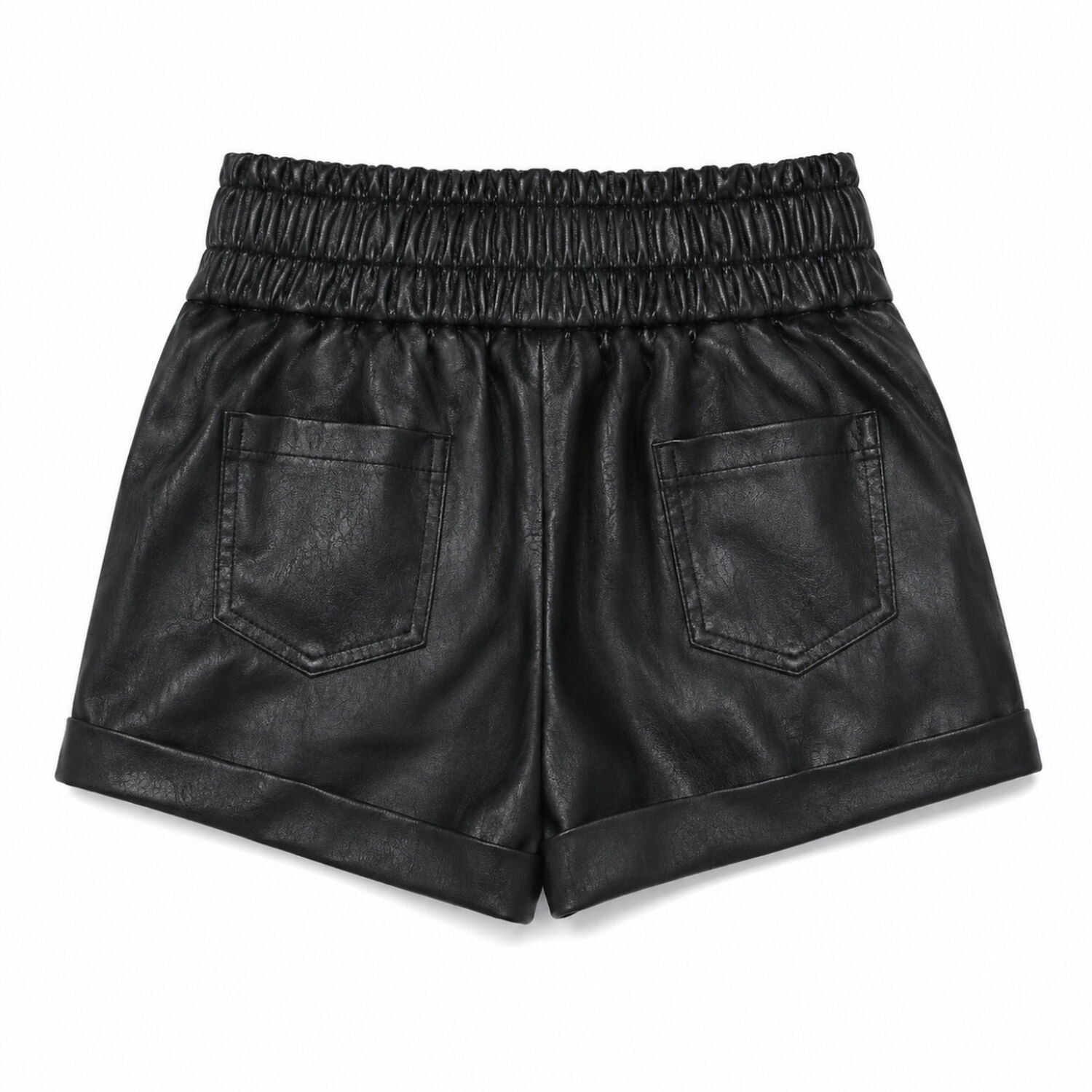 Short Ecocuero Ni&ntilde;a Cuerina Efecto Cuero Negro Moda image number 4.0