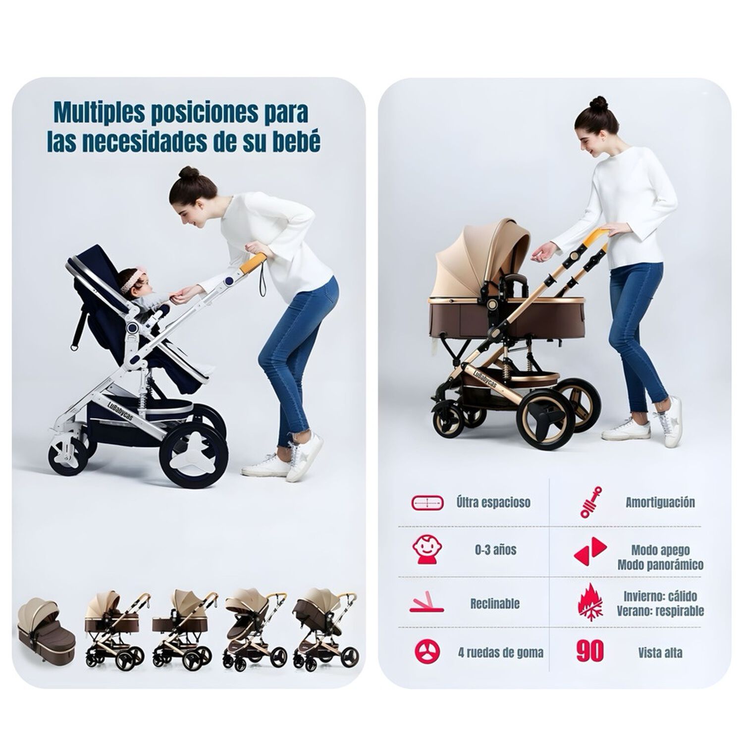 Coche Cuna Mois&eacute;s Con Accesorios Lubabycas Caf&eacute; image number 2.0