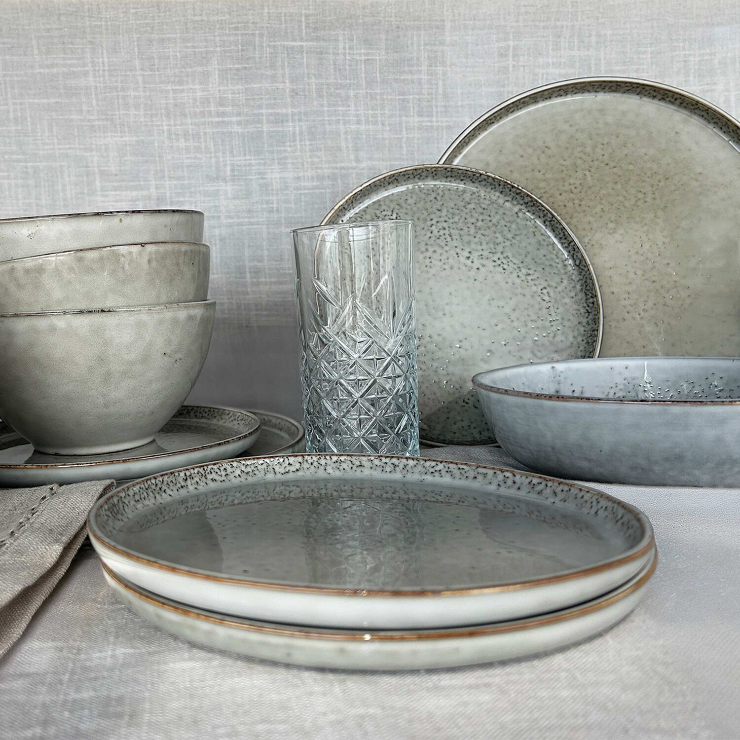 Set 6 Platos Redondo Ceramica 22 Cm Gris Linea Oslo image number 4.0
