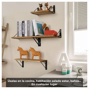 Set De 3 Repisas Flotantes De Madera Y Metal Decoraci&oacute;n Y Organizaci&oacute;n Moderna