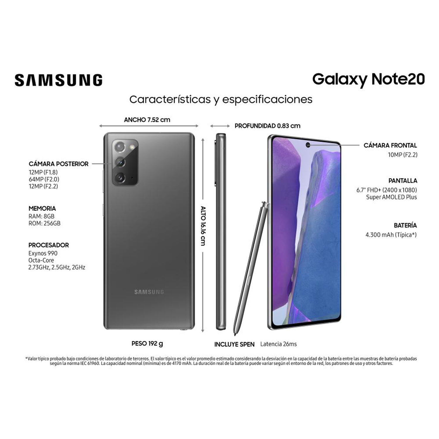 Smartphone Samsung Galaxy Note 20 Mystic Gray / 256 Gb / Liberado image number 4.0