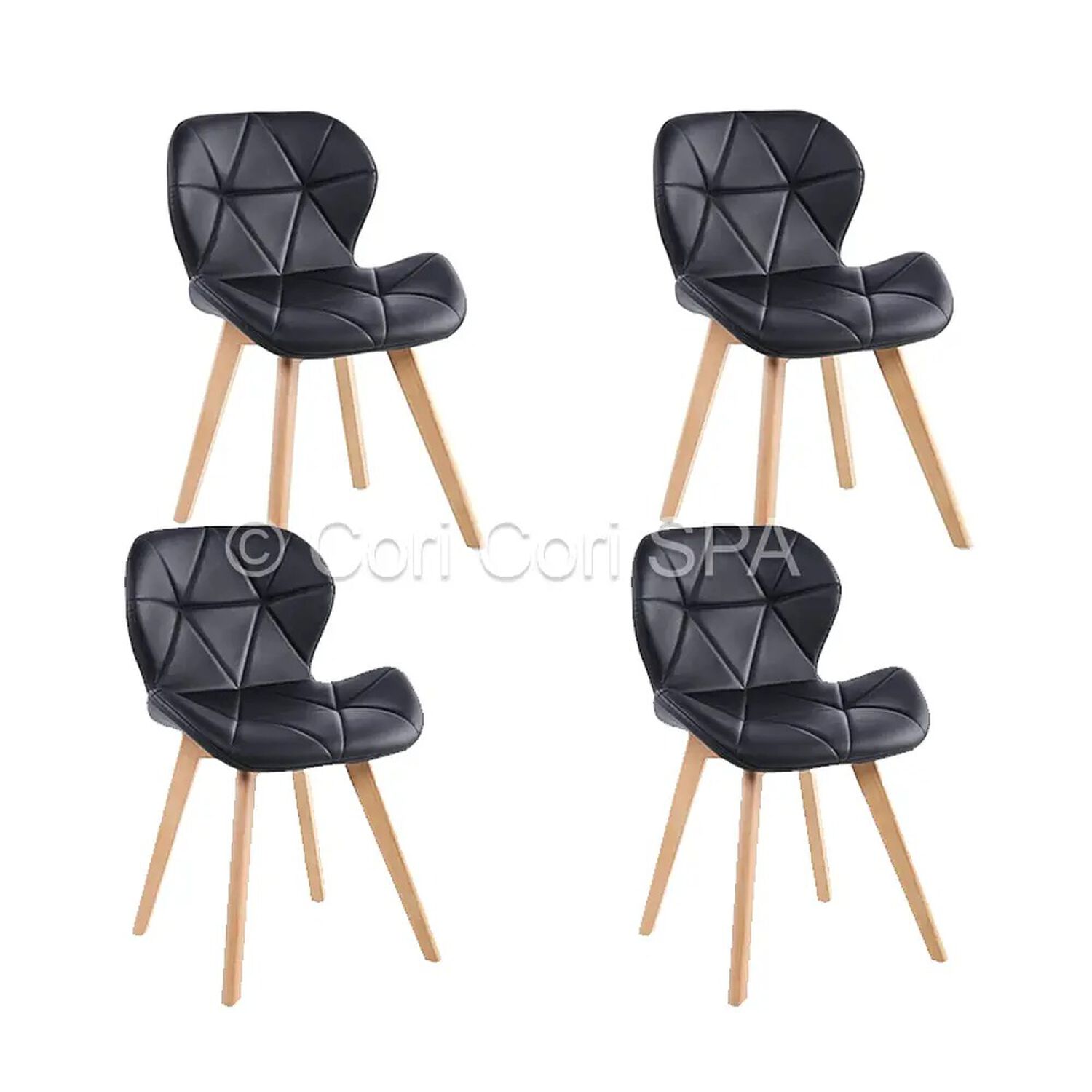 Juego De Comedor Madrid 140x80cms + 4 Sillas Mariposa Ecocuero Wood Negra image number 2.0