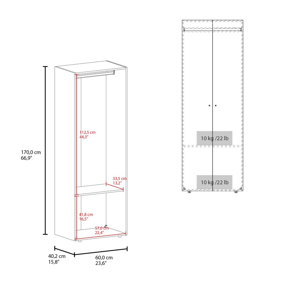 Closet 1 Colgador 2 Puertas 170x60x40,2 Cm image number 5.0