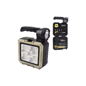 Lámpara Linterna Solar Led Portátil 4 En1 Kit De Herramientas Gris