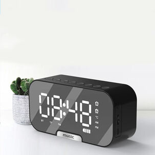 Radio Reloj Despertador Digital Parlante Bluetooth Y Espejo Negro