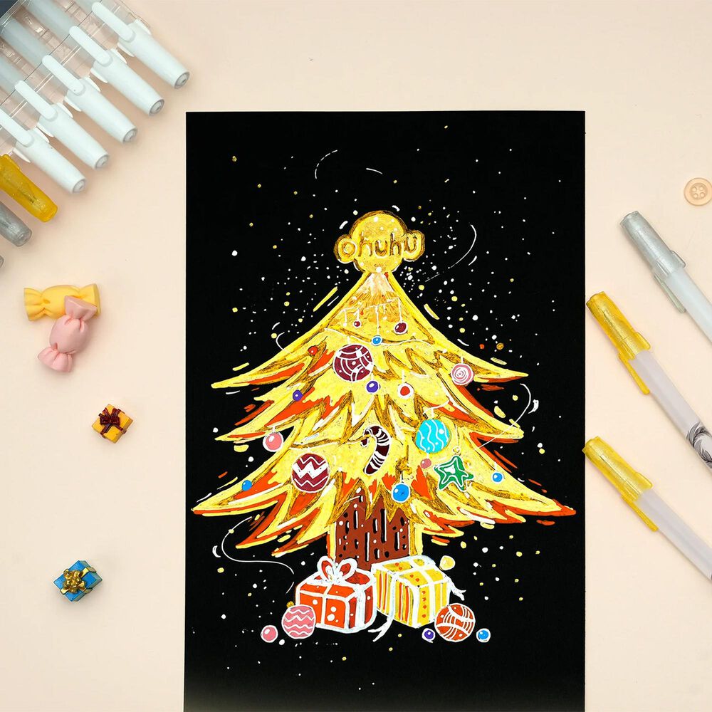 Ohuhu 12 Bol&iacute;grafos De Gel Dorados, Plateados Y Blancos image number 2.0