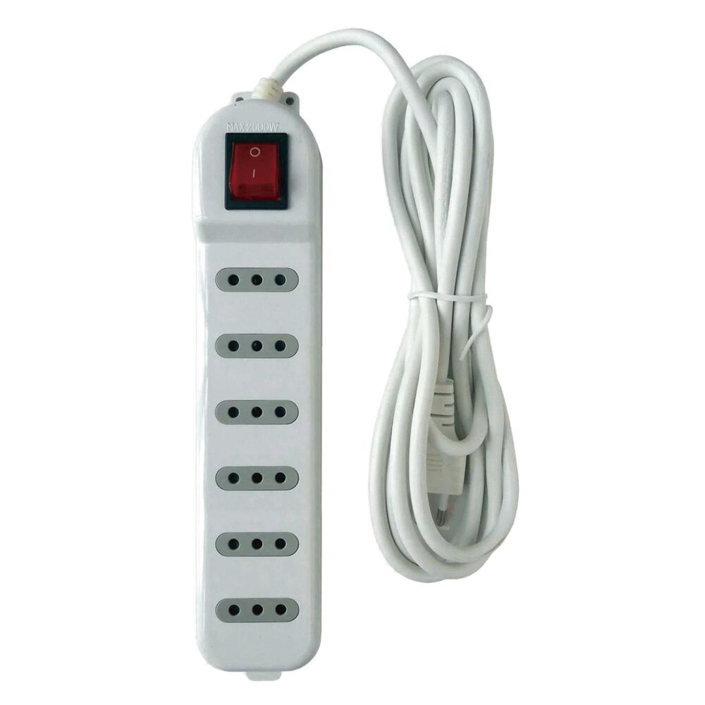 Zapatilla Alargador 3mt 6 Entradas Blanco Macrotel image number 0.0