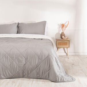 Plumon Emboss+sherpa 2 Plazas Gris