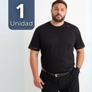 Polera Camiseta 100% Algod&oacute;n Premium Manga Corta B&aacute;sico Negro Hombre