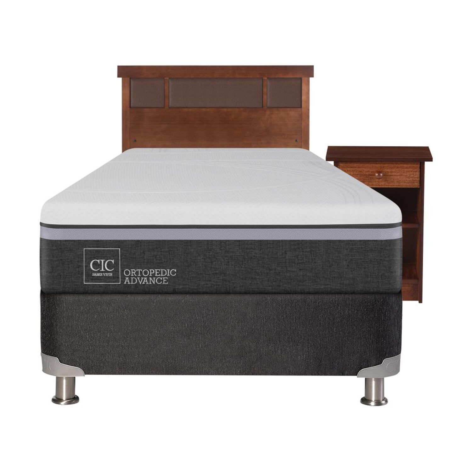 Box Spring Cic Ortopedic / 1.5 Plazas / Base Normal + Set De Maderas image number 0.0