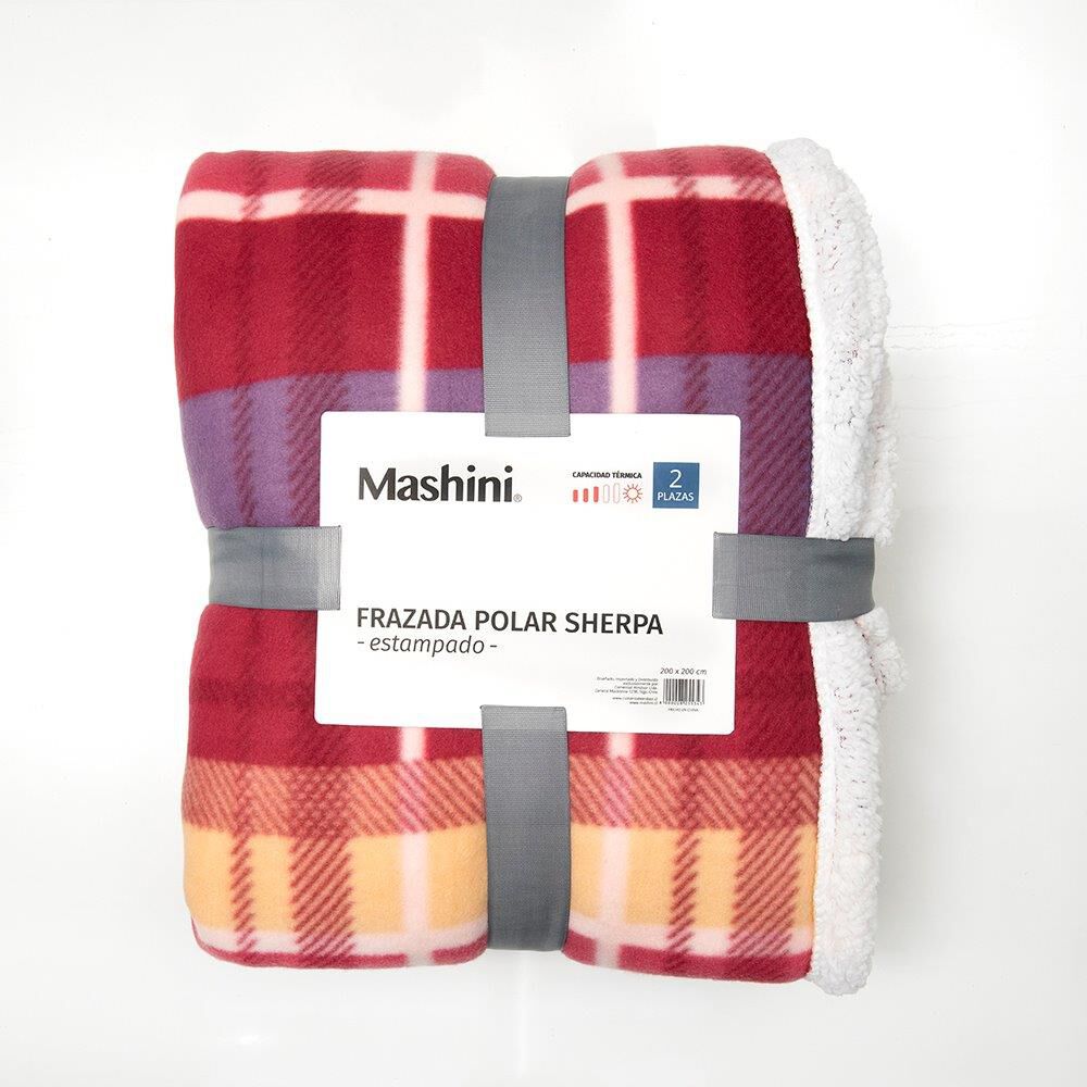 Frazada Polar-sherpa Estampada King Tartan Burdeo image number 2.0