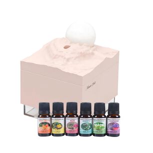 Pack Humidificador Dise&ntilde;o Luna Rosa + 6 Esencias Aromaticas