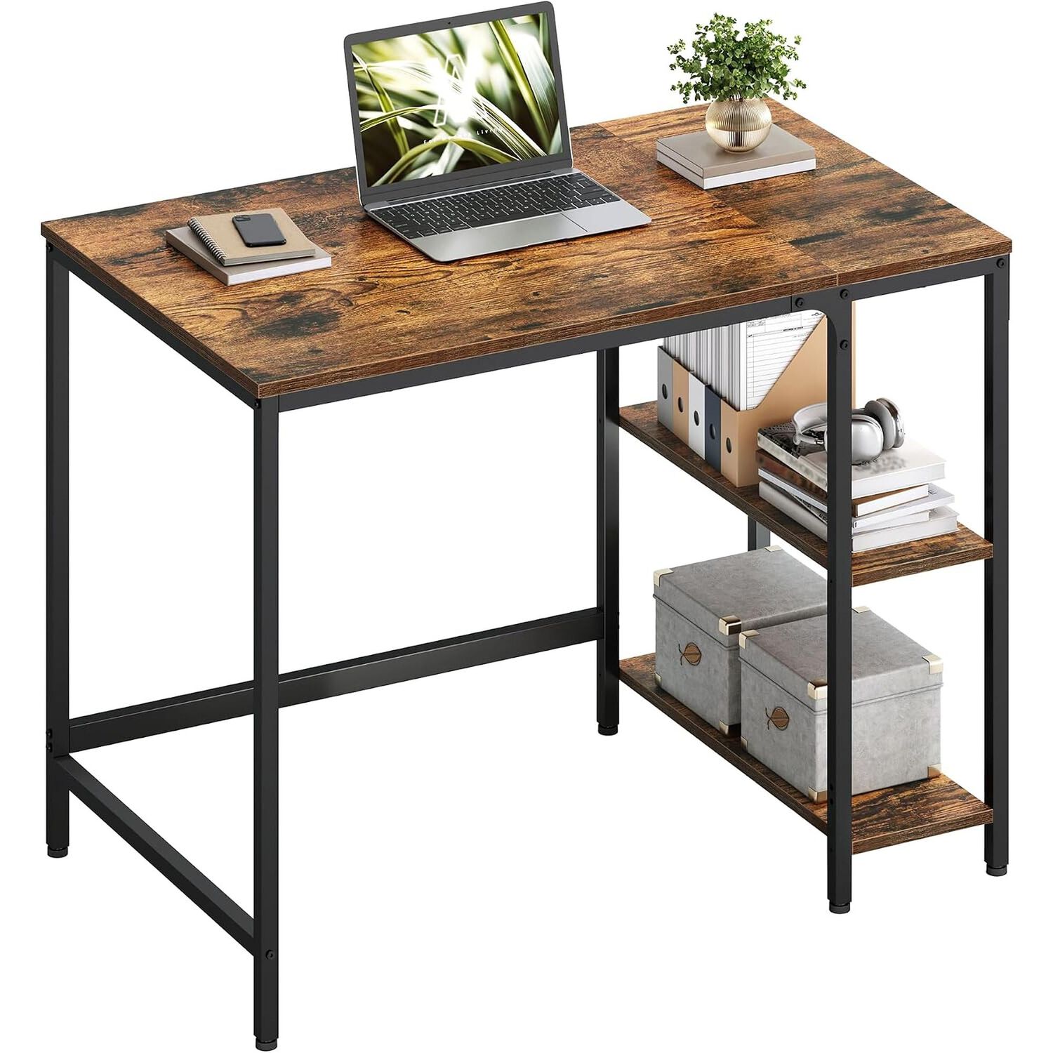 Escritorio Moderno Vasagle Con Repisas Madera Y Metal 100 Cm image number 0.0
