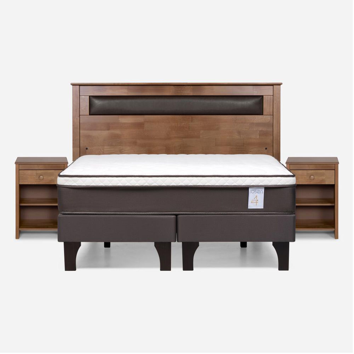 Cama Europea Rosen New Style 4 Plus / 2 Plazas / Base Dividida + Set De Maderas Ferrara image number 0.0