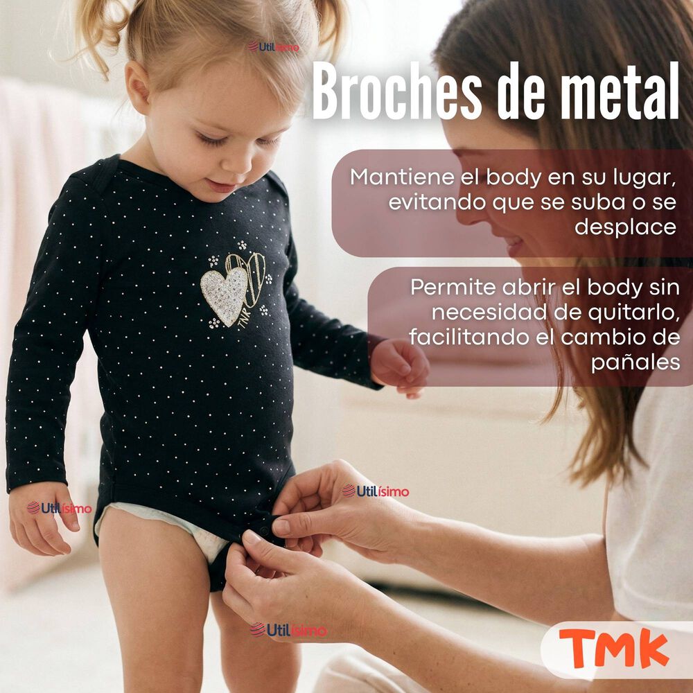 Pack 5 Bodys Manga Larga 100% Algod&oacute;n Beb&eacute; Ni&ntilde;a Golden Magic image number 6.0