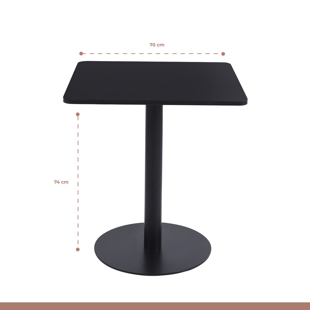 Mesa Restaurant 70x70 Tubo Metal Cubierta Mdf + 4 Sillas Restaurante - Negra image number 4.0