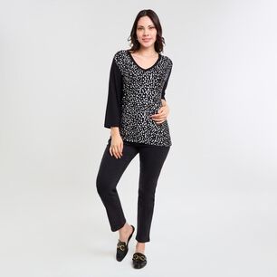 Polera Lisa Dise&ntilde;o Delantero Manga 3/4 Cuello V Mujer Sexy Large