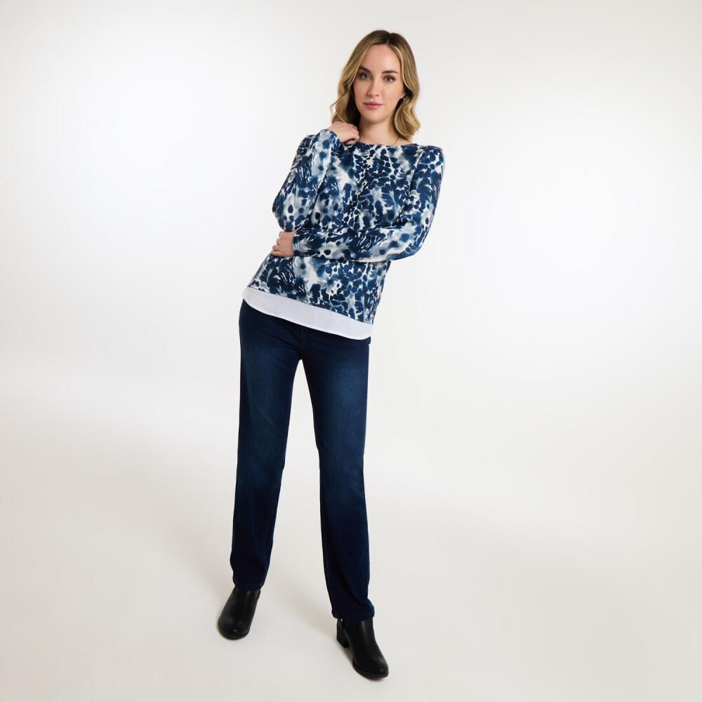 Sweater Full Print Manga Larga Cuello Redondo Mujer Geeps image number 1.0