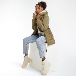 Parka Interior Con Piel Cuello Alto Con Capucha Mujer Rolly Go