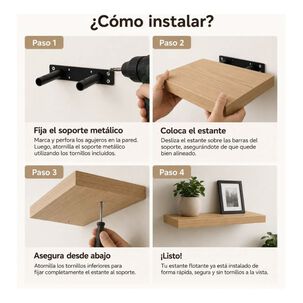 Repisa Flotante Madera Rustica Estante Organizador Pared 40cm