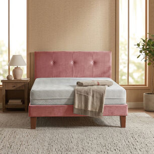 Cama Europea Zen Best 1 Plaza Colchon Espuma Con Funda Velvet Palo Rosa + Respaldo