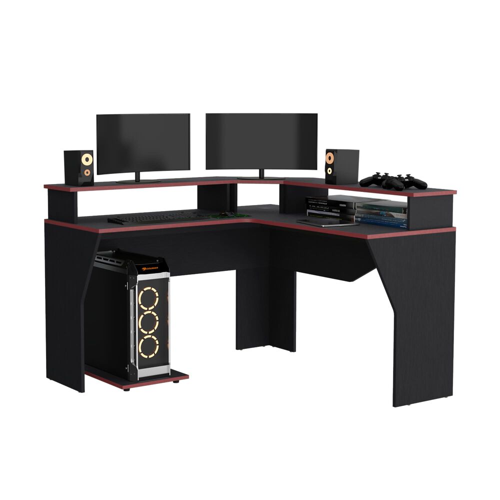 Escritorio Gamer Fm-046n - Negro Canto Rojo image number 1.0