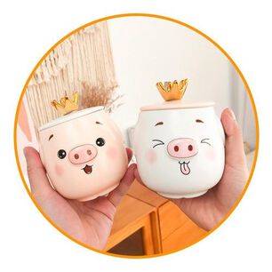 Taz&oacute;n Chanchito C /tapa Y Cuchara Corona Kawaii