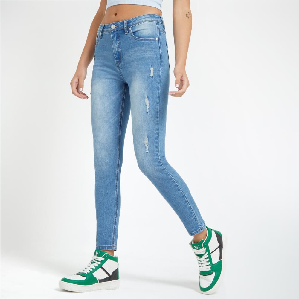 Jeans Bordado Tiro Alto Super Skinny Mujer Freedom image number 2.0