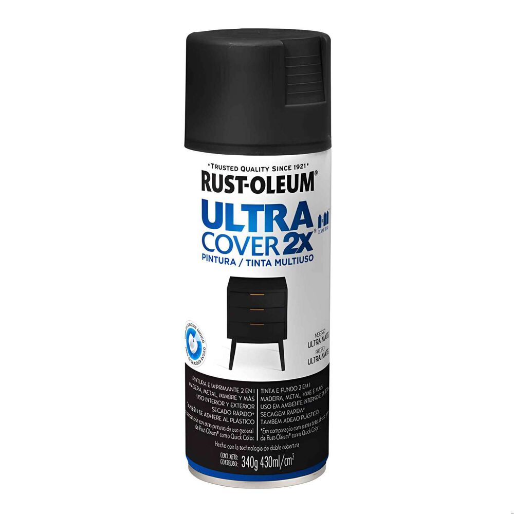 Pintura En Aerosol Ultra Cover 2x 340grs Negro Ultra Mate - Rust Oleum image number 0.0
