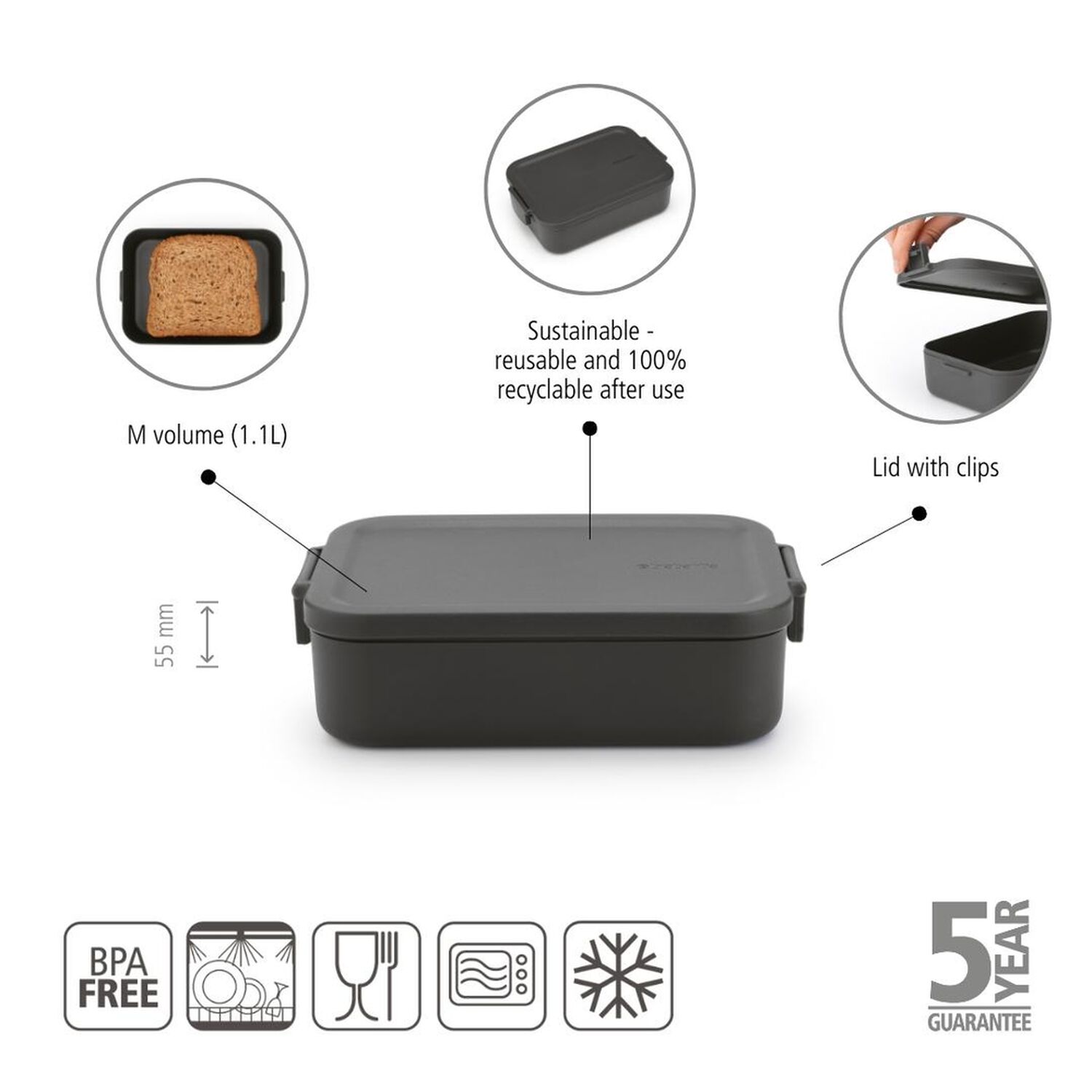 Contenedor Para Almuerzo Make & Take Mediano Dark Grey image number 5.0