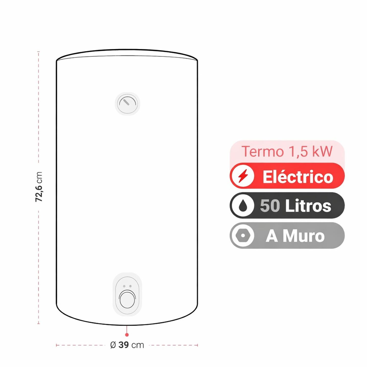 Termo El&eacute;ctrico Albin Trotter 50 Litros 1,5 Kw image number 5.0