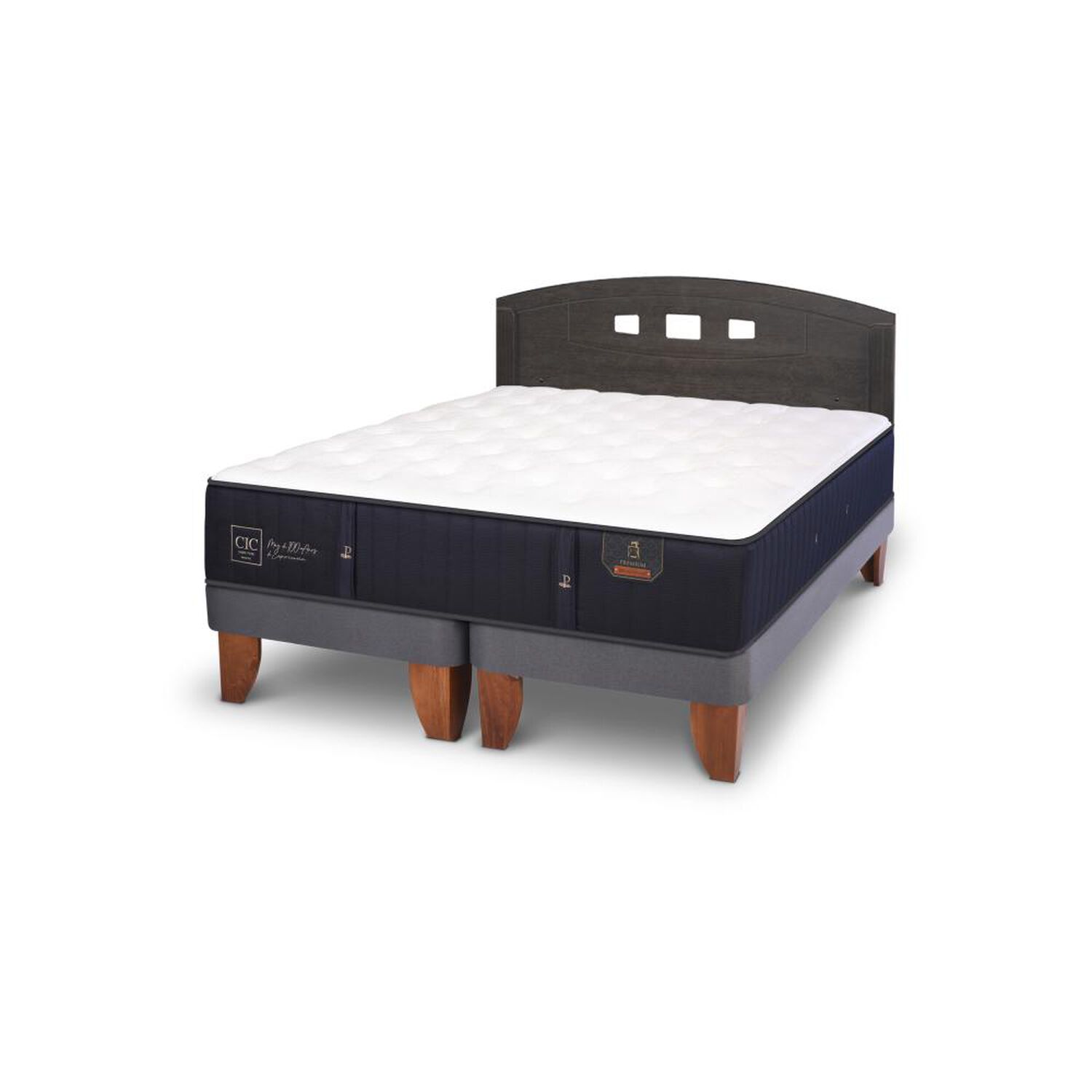 Cama Europea Cic Premium / 2 Plazas / Base Dividida + Respaldo image number 3.0