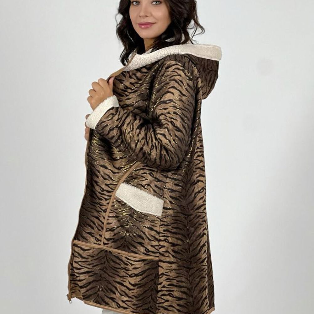 Chaqueta Gamuza Con Chiporro Print Cebra image number 6.0