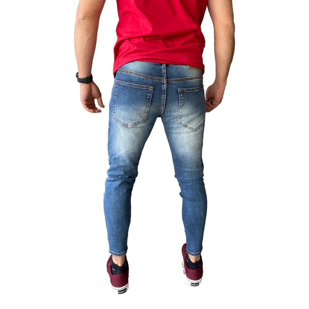Jeans S&uacute;per Slim Fit Destroyed Azul Focalizado image number 3.0