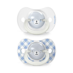 Chupete Noche Y D&iacute;a Fisiol&oacute;gico Silicona 0/6m 2u Wild Azul