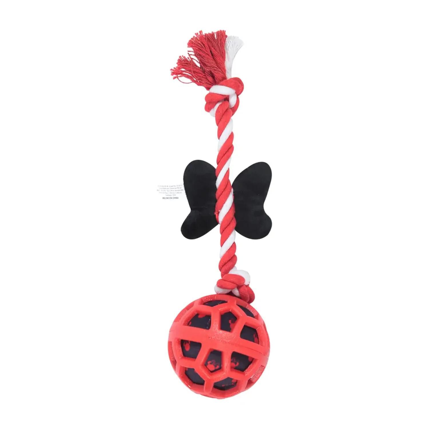 Pelota Con Cuerda Para Moder Y Jugar Roja Para Perros Mascotas image number 1.0